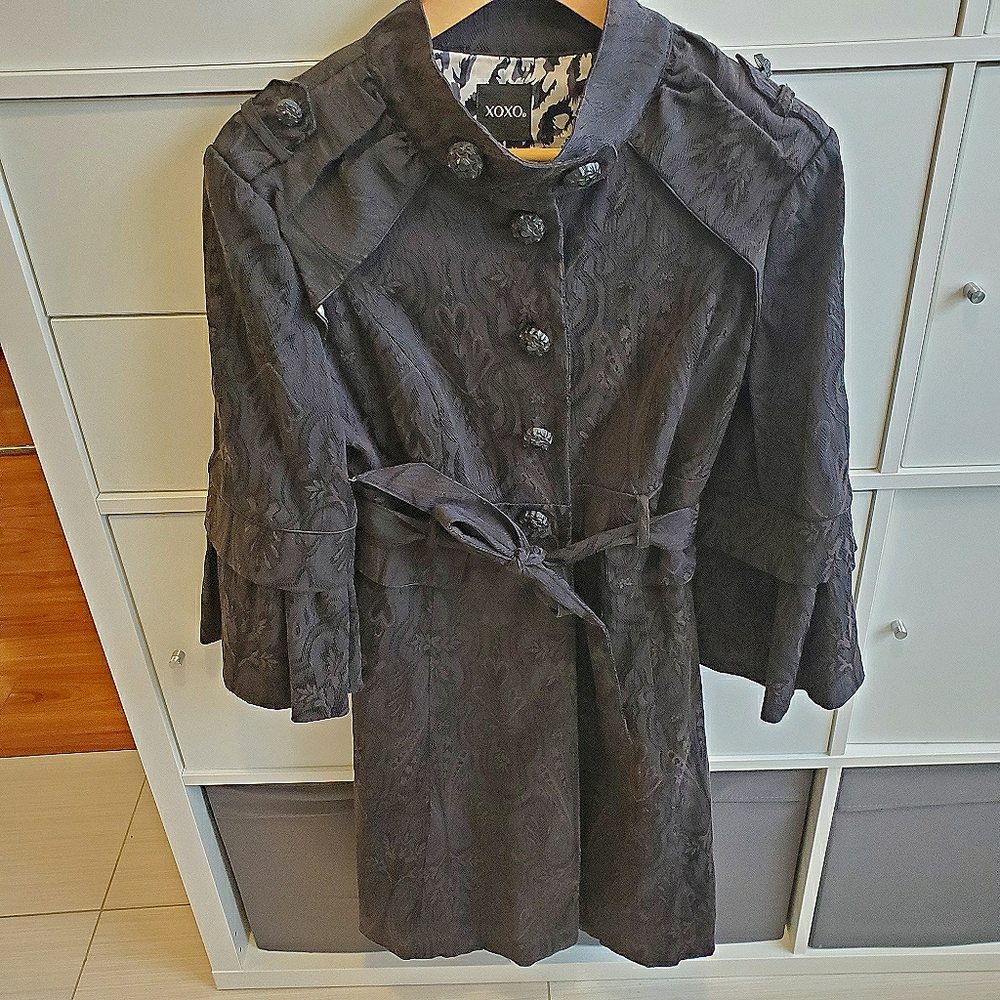 BLACK COAT WITH VINTAGE BUTTONS